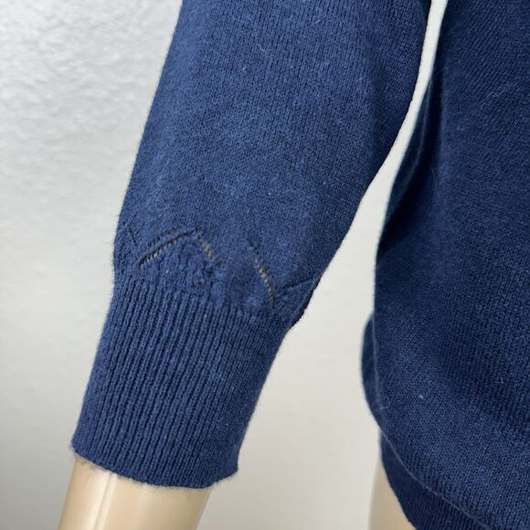 Mark Sweater Women Retro Cottage Basic Layer Staple Button Navy Crochet M,L - Picture 8 of 10